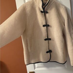 H&M Cream Faux Shearling Toggle Jacket - Women's Cozy Coat